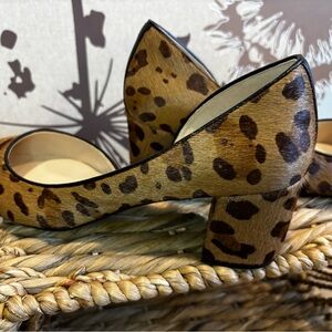 Cole haan dyed real fur animal Print Block Heel Pumps size 9 brown /black shoes